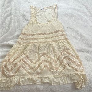 Free People Cream and Tan Slip Dress